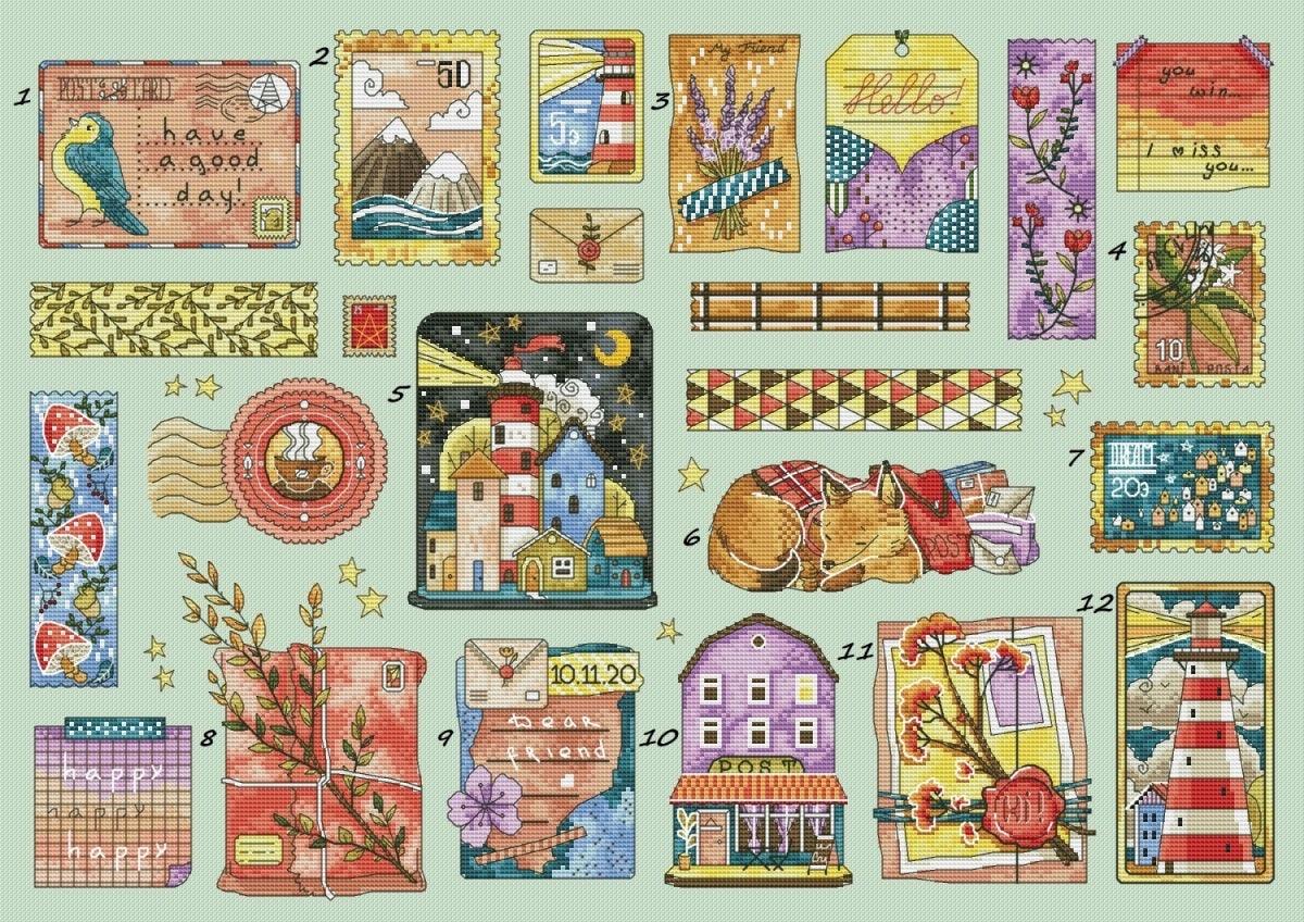 Postal Sampler - PDF Cross Stitch Pattern – Wizardi