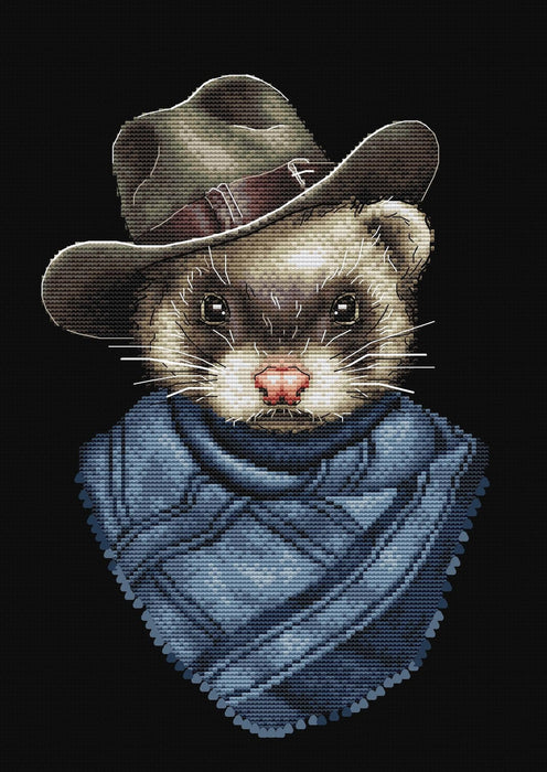 Pouncequick. Your socks are not safe. Cowboy - PDF Cross Stitch Pattern - Wizardi