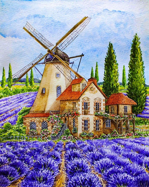 Provence Windmill CS2579 15.8 x 19.7 inches Crafting Spark Diamond Painting Kit - Wizardi