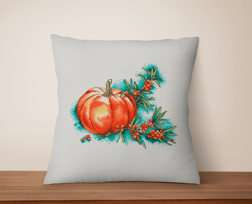 Pumpkin and Sea Buckthorn - PDF Cross Stitch Pattern - Wizardi