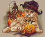 Pumpkin Keeper. Kitten - PDF Cross Stitch Pattern - Wizardi