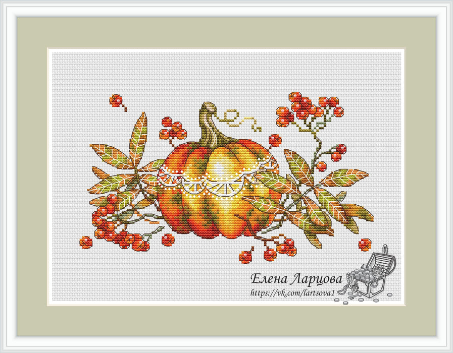 Pumpkin with Laces - PDF Cross Stitch Pattern - Wizardi