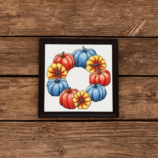 Pumpkin Wreath - PDF Cross Stitch Pattern - Wizardi