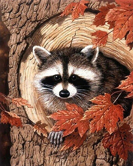 Racoon in the Tree CS2561 15.8 x 19.7 inches Crafting Spark Diamond Painting Kit - Wizardi