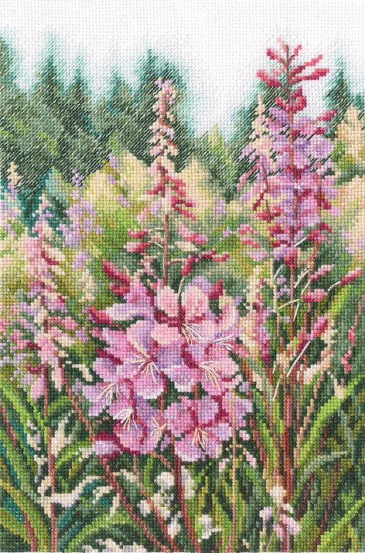 Raspberry candles of willowherbs M863 Counted Cross Stitch Kit - Wizardi