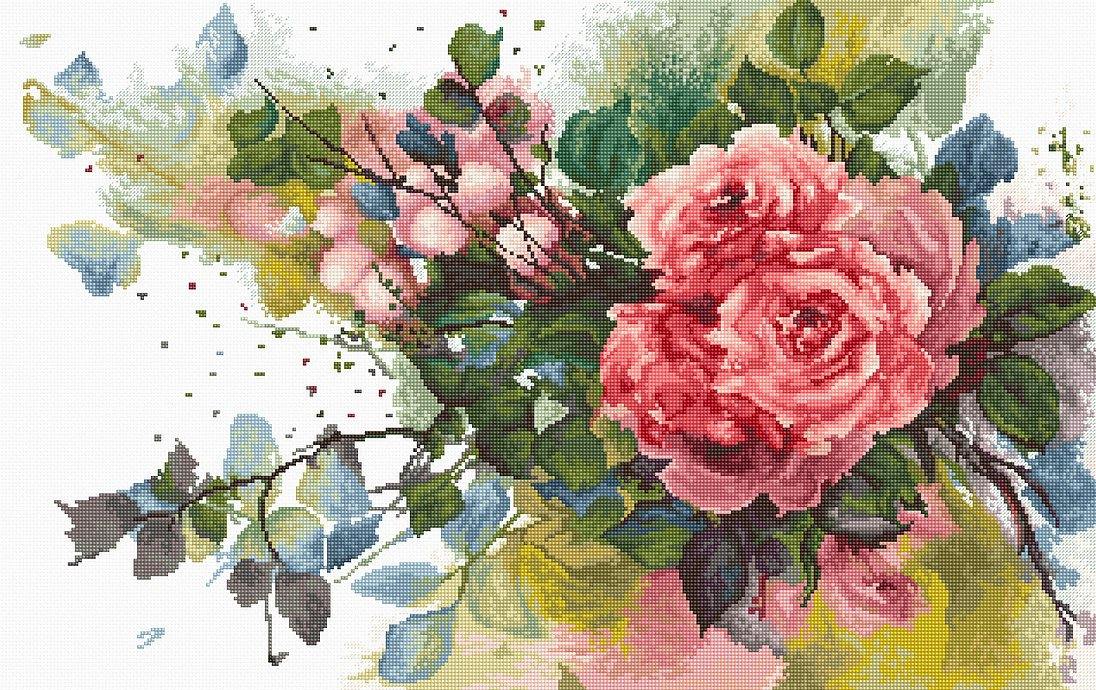 Red roses B2383L Counted Cross-Stitch Kit - Wizardi