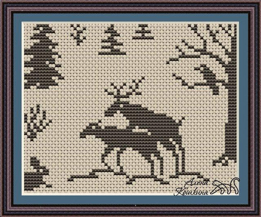 Romantic Deer Free Pattern - PDF Cross Stitch Pattern - Wizardi
