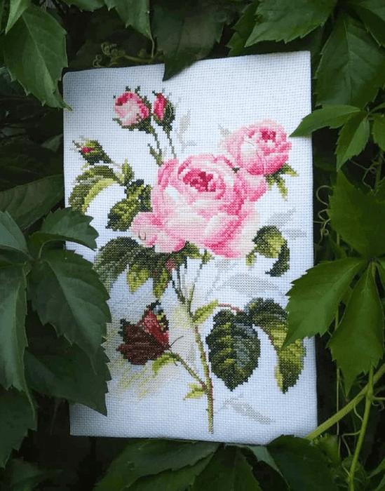 Rose and Butterfly 2-13 Counted Cross-Stitch Kit - Wizardi