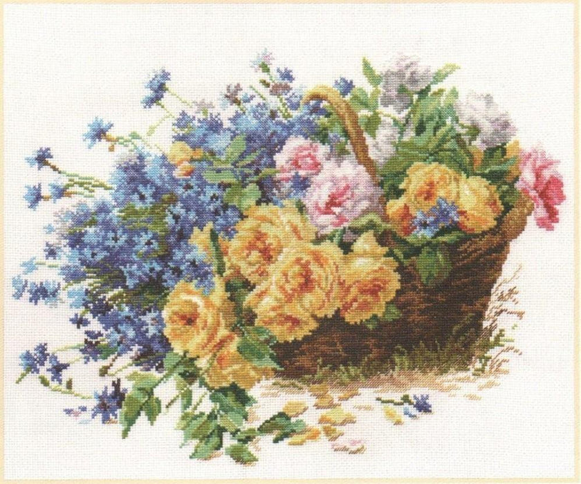 Roses and Cornflowers 2-27 Counted Cross-Stitch Kit - Wizardi