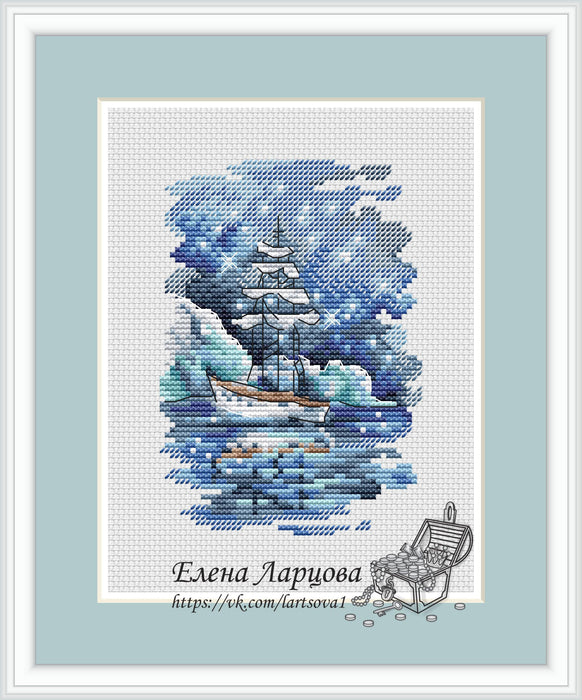 Sailing Ship. Winter - PDF Cross Stitch Pattern - Wizardi