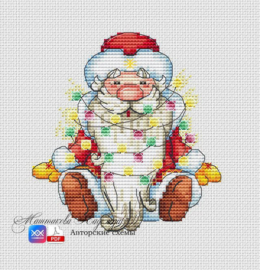 Santa Claus. Christmas Garland - PDF Cross Stitch Pattern - Wizardi