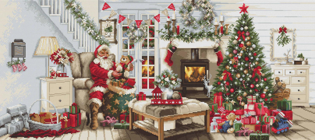 Santa interior B2408L Counted Cross-Stitch Kit – Wizardi