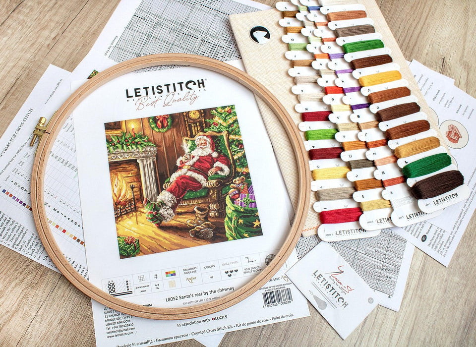 Santa's rest by the chimney L8052 Counted Cross Stitch Kit - Wizardi
