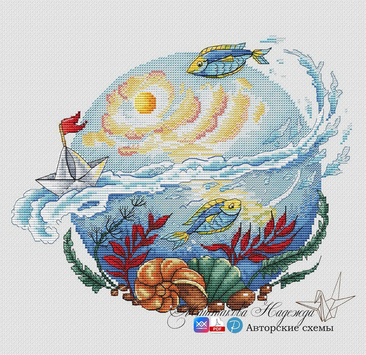 Sea Depths - PDF Cross Stitch Pattern - Wizardi