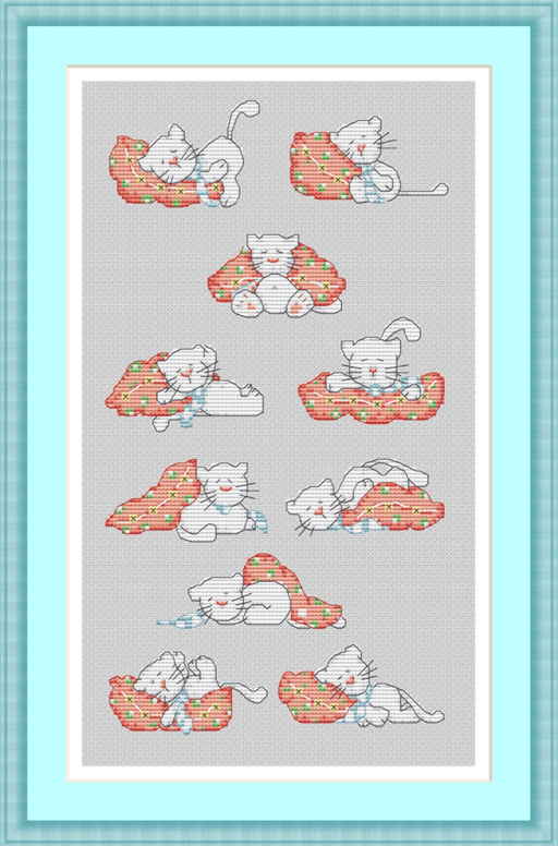 Sleeping Cats - PDF Free Cross Stitch Pattern - Wizardi