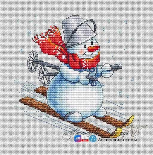 Snowman. I will Take a Ride - PDF Cross Stitch Pattern - Wizardi
