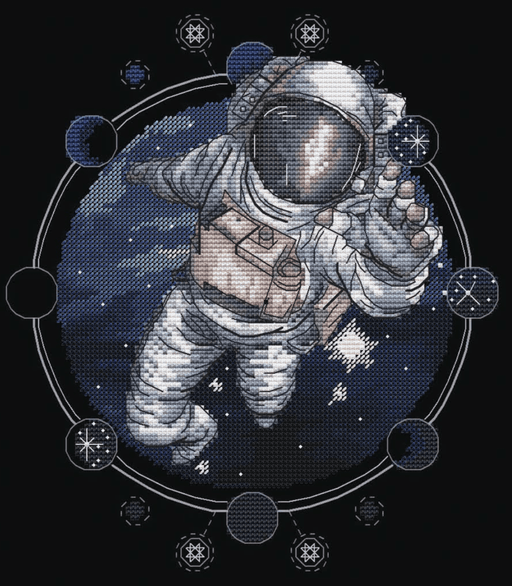 Space. Cosmonaut - PDF Cross Stitch Pattern - Wizardi