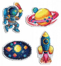 Space P-576 / SR-576 Plastic Canvas Counted Cross Stitch Kit - Wizardi