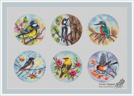Spring Birds - PDF Cross Stitch Pattern - Wizardi