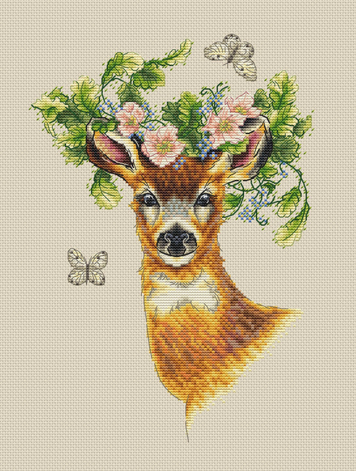 Spring Deer - PDF Cross Stitch Pattern - Wizardi