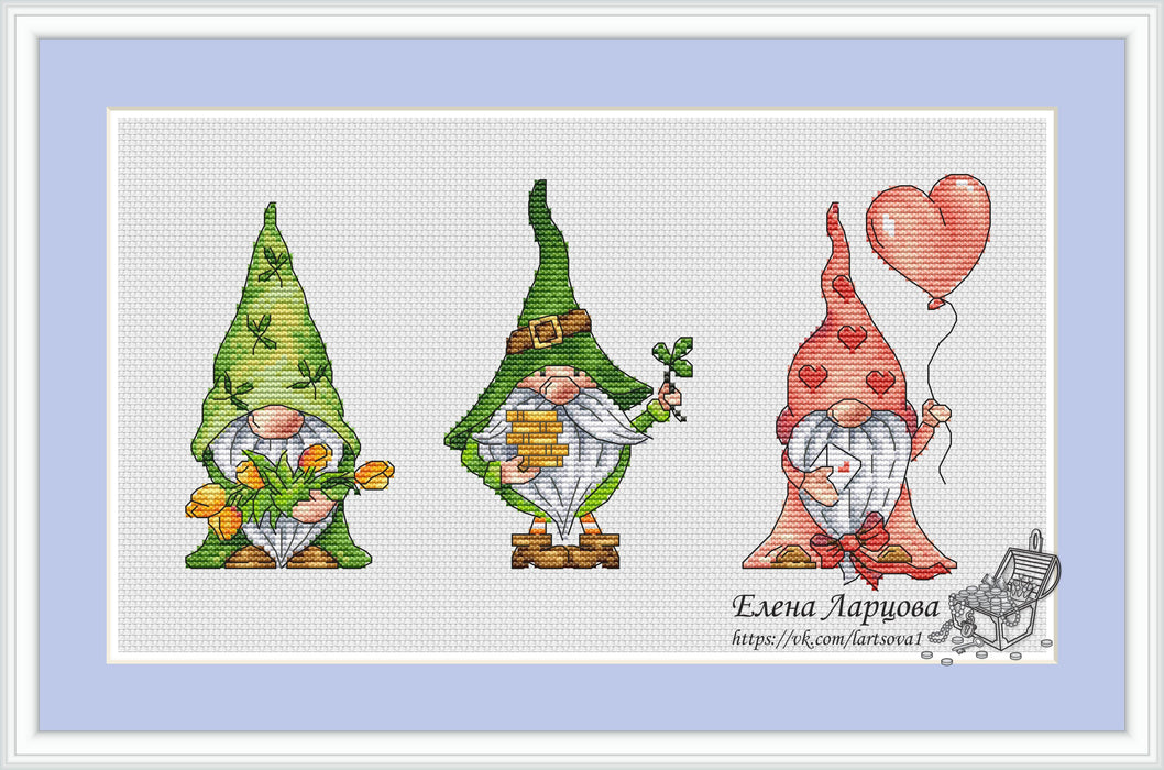 Spring Dwarfs - PDF Cross Stitch Pattern - Wizardi