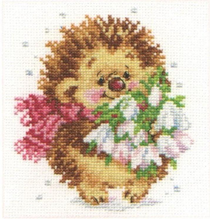 Spring Hedgehog 0-89 Counted Cross-Stitch Kit - Wizardi