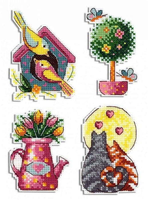 Spring. Magnets SR-578 Plastic Canvas Counted Cross Stitch Kit - Wizardi