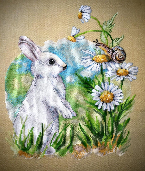 Spring Rabbit and Snail - PDF Cross Stitch Pattern - Wizardi