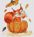 Squirrel with a Pumpkin - PDF Cross Stitch Pattern - Wizardi