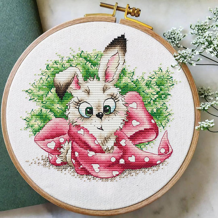 Beginner Cross Stitch Cute Baby Bunny 16 Count Aida - DIY