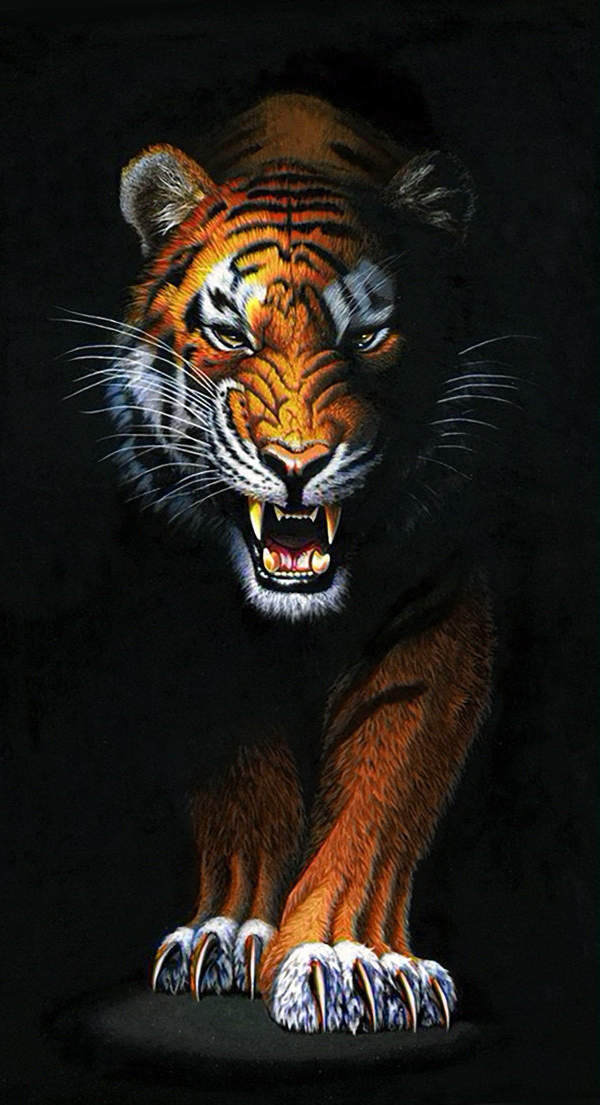 Stalking Tiger Diamond Painting Set by Wizardi. WD2408 Diamond Art