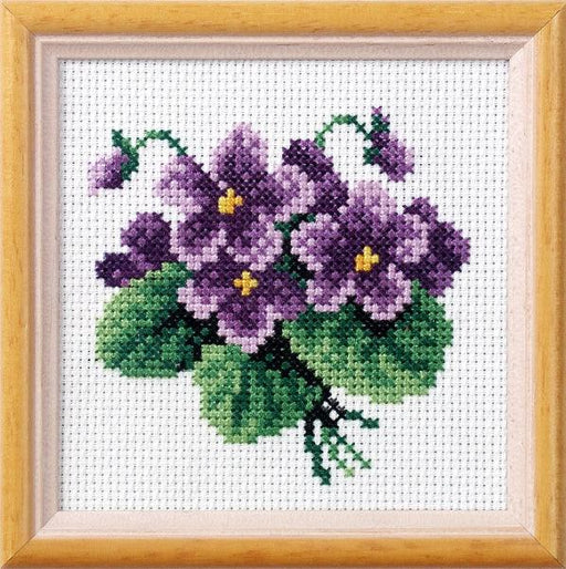 Stamped Cross stitch kit "Violets " 7518 - Wizardi