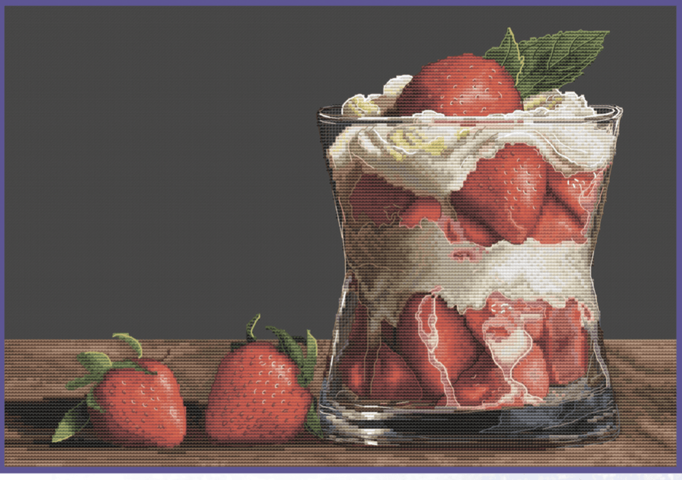 Strawberry with Cream - PDF Cross Stitch Pattern - Wizardi
