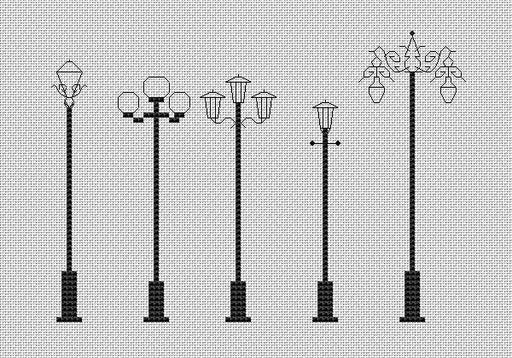 Street Lights - PDF Free Cross Stitch Pattern - Wizardi
