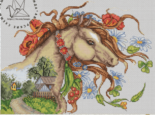 Summer Horse 2 - PDF Cross Stitch Pattern - Wizardi