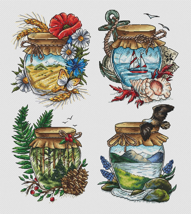 Summer in the Jars. Forest - PDF Cross Stitch Pattern - Wizardi