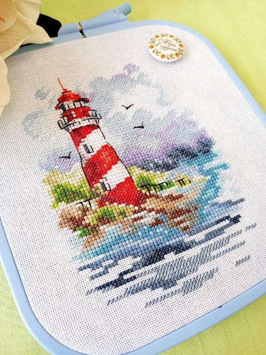 Summer Lighthouse - PDF Cross Stitch Pattern - Wizardi