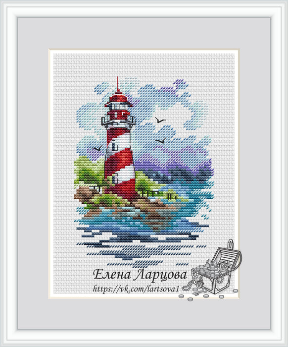 Summer Lighthouse - PDF Cross Stitch Pattern - Wizardi