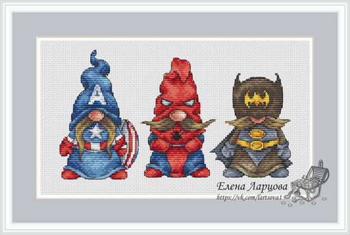 Superhero Dwarfs - PDF Cross Stitch Pattern - Wizardi