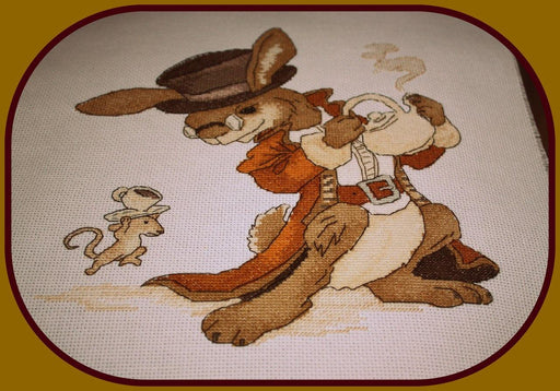 Tea Drinking. Rabbit - PDF Free Cross Stitch Pattern - Wizardi