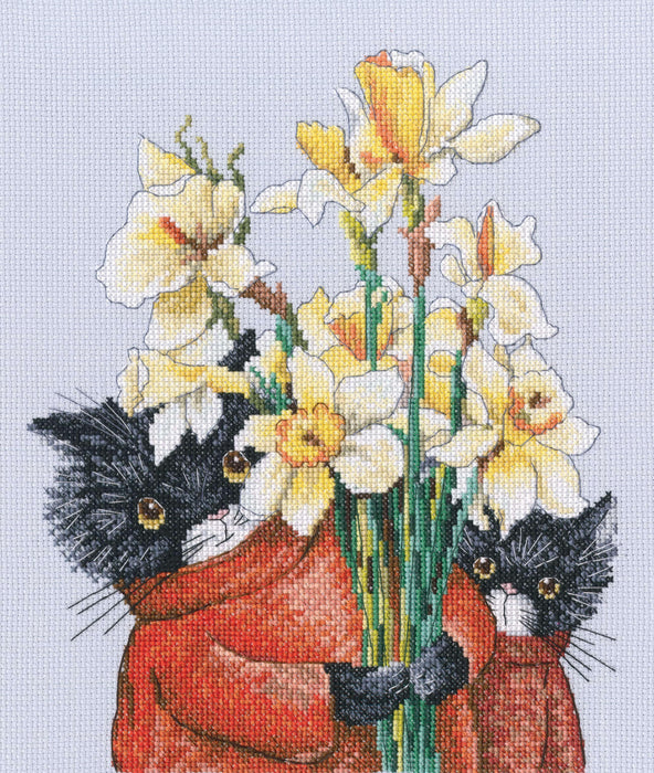There were cats. Cats and flowers are needed for beauty! M917 Counted Cross Stitch Kit - Wizardi