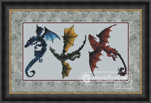 Three Dragons - Free PDF Cross Stitch Pattern - Wizardi
