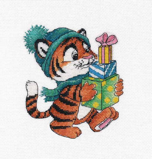 Tiger with Gifts 1427 Counted Cross Stitch Kit - Wizardi