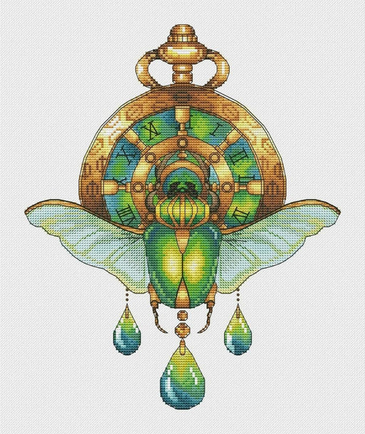 Time Flies. Beetle - PDF Cross Stitch Pattern - Wizardi