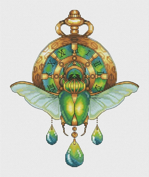 Time Flies. Beetle - PDF Cross Stitch Pattern - Wizardi