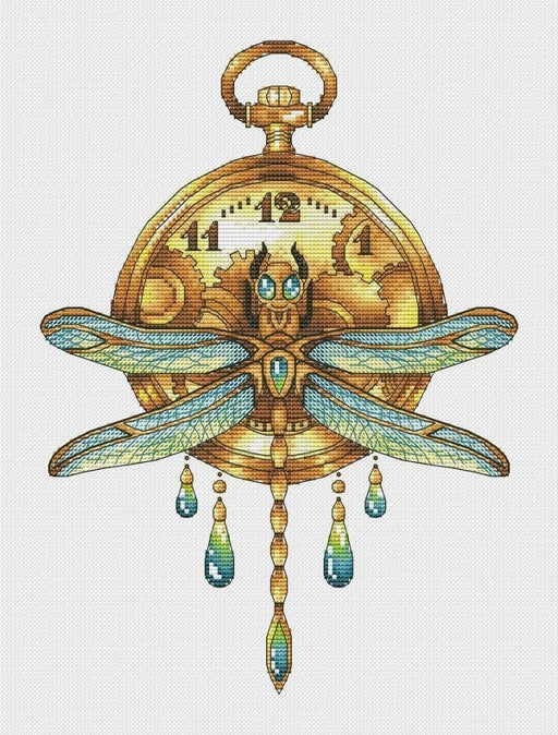 Time Flies. Dragonfly - PDF Cross Stitch Pattern - Wizardi