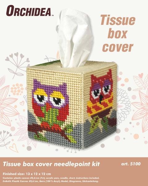 Tissue box cover - needlepoint (halfstitch) kit "Owl" 5100 - Wizardi