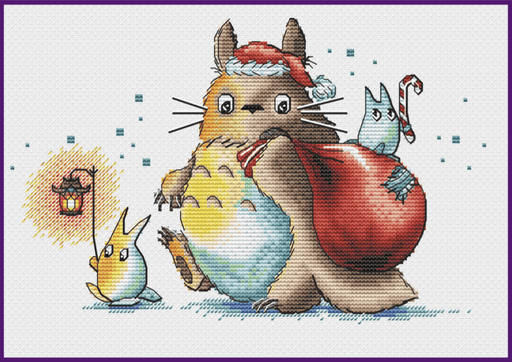 Totoro. Christmas Santa - PDF Cross Stitch Pattern - Wizardi