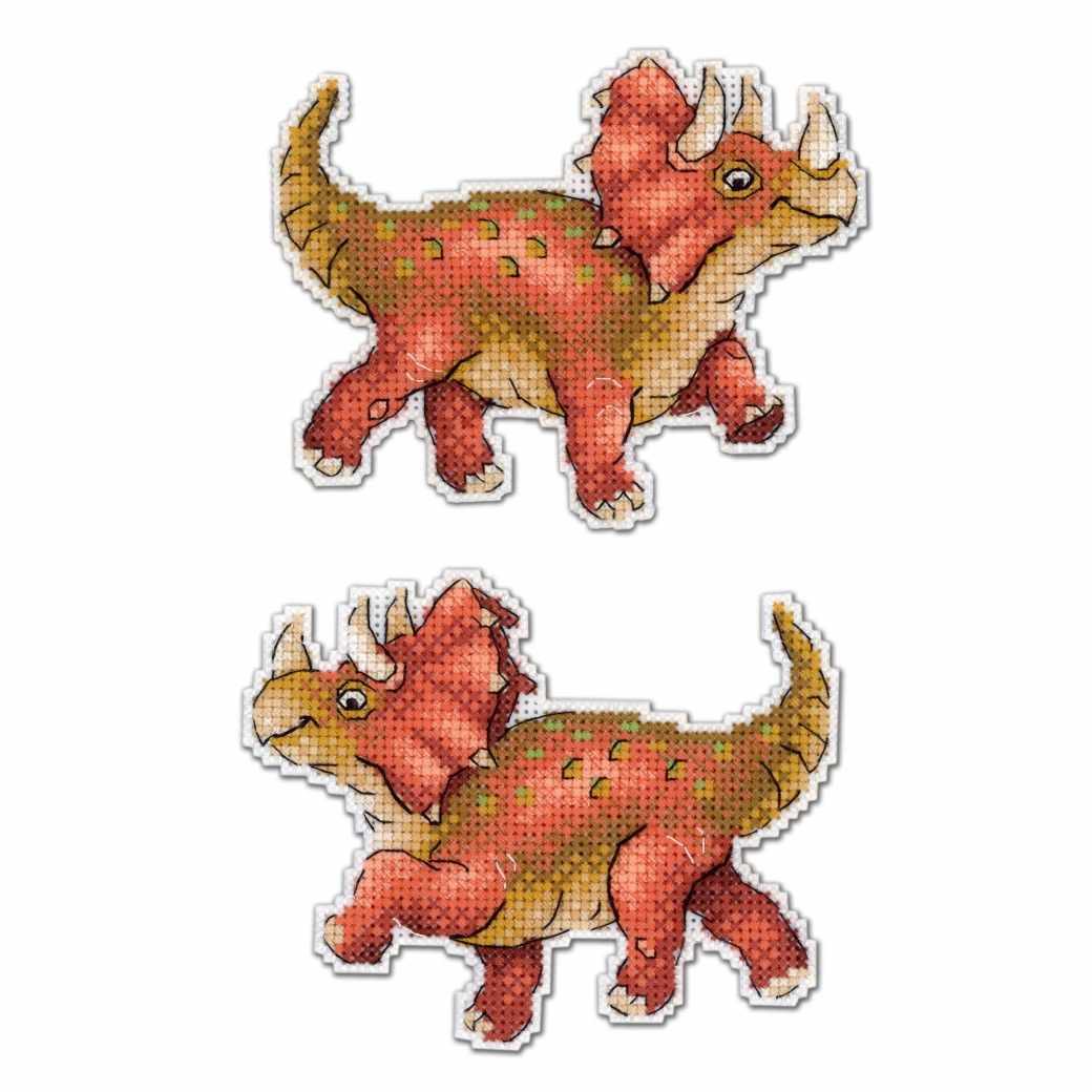 Triceratops P-269 / SR-269 Plastic Canvas Counted Cross Stitch Kit - Wizardi