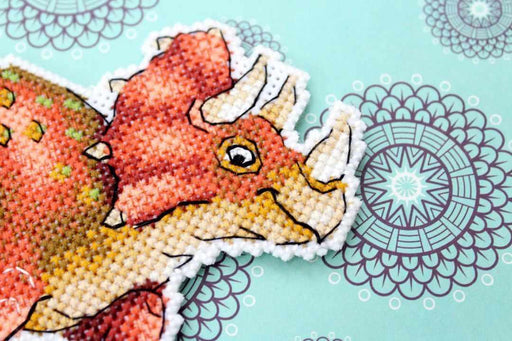 Triceratops P-269 / SR-269 Plastic Canvas Counted Cross Stitch Kit - Wizardi